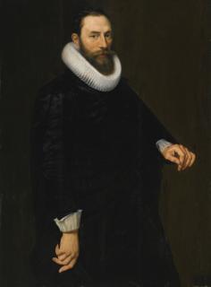 Cornelis Van Der Voort - Portrait Of A Bearded Gentleman, Three Quarter Length, Wearing A Ruff
