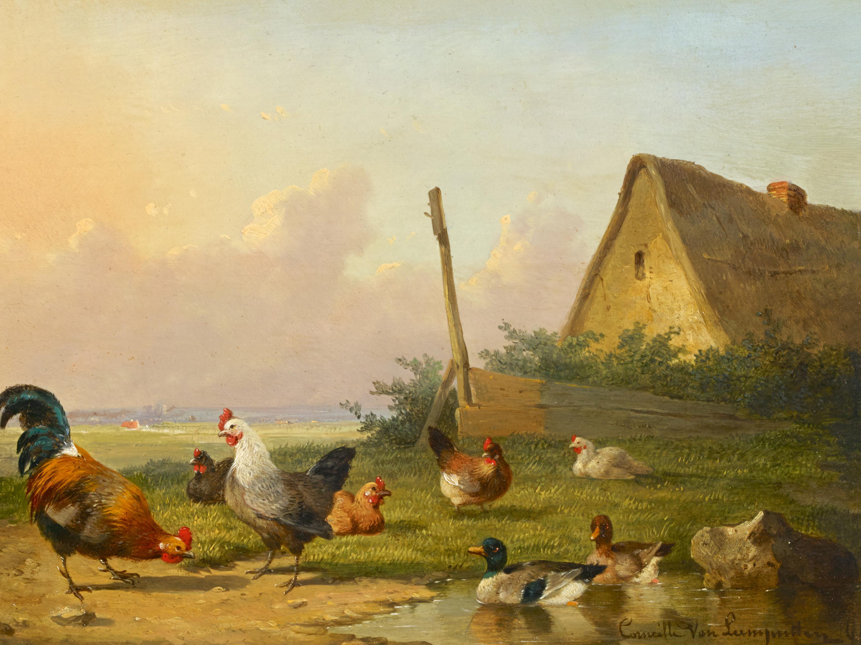 Cornelis van Leemputten - Federvieh am Gehöft.
