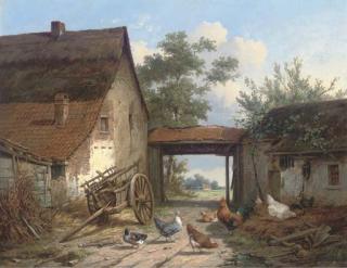 Cornelis Van Leemputten - Poultry in the farmyard