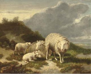 Cornelis van Leemputten - Sheep in the dunes