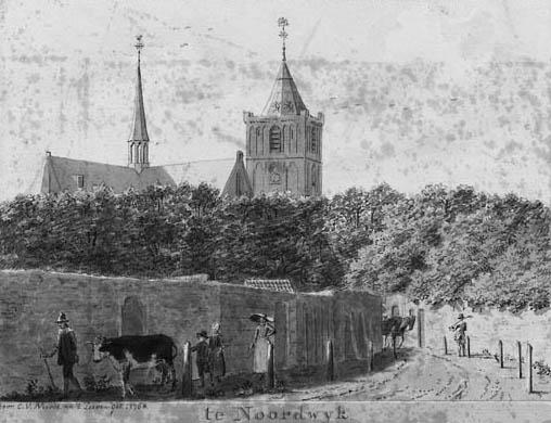 Cornelis Van Noorde - A street in Noordwijk with the Church of Saint Jeroen