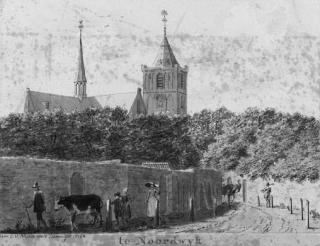 Cornelis Van Noorde - A street in Noordwijk with the Church of Saint Jeroen