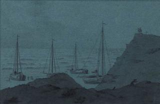 Cornelis Van Noorde - The dunes of Zandvoort, overlooking the beach with stranded fishing-boats