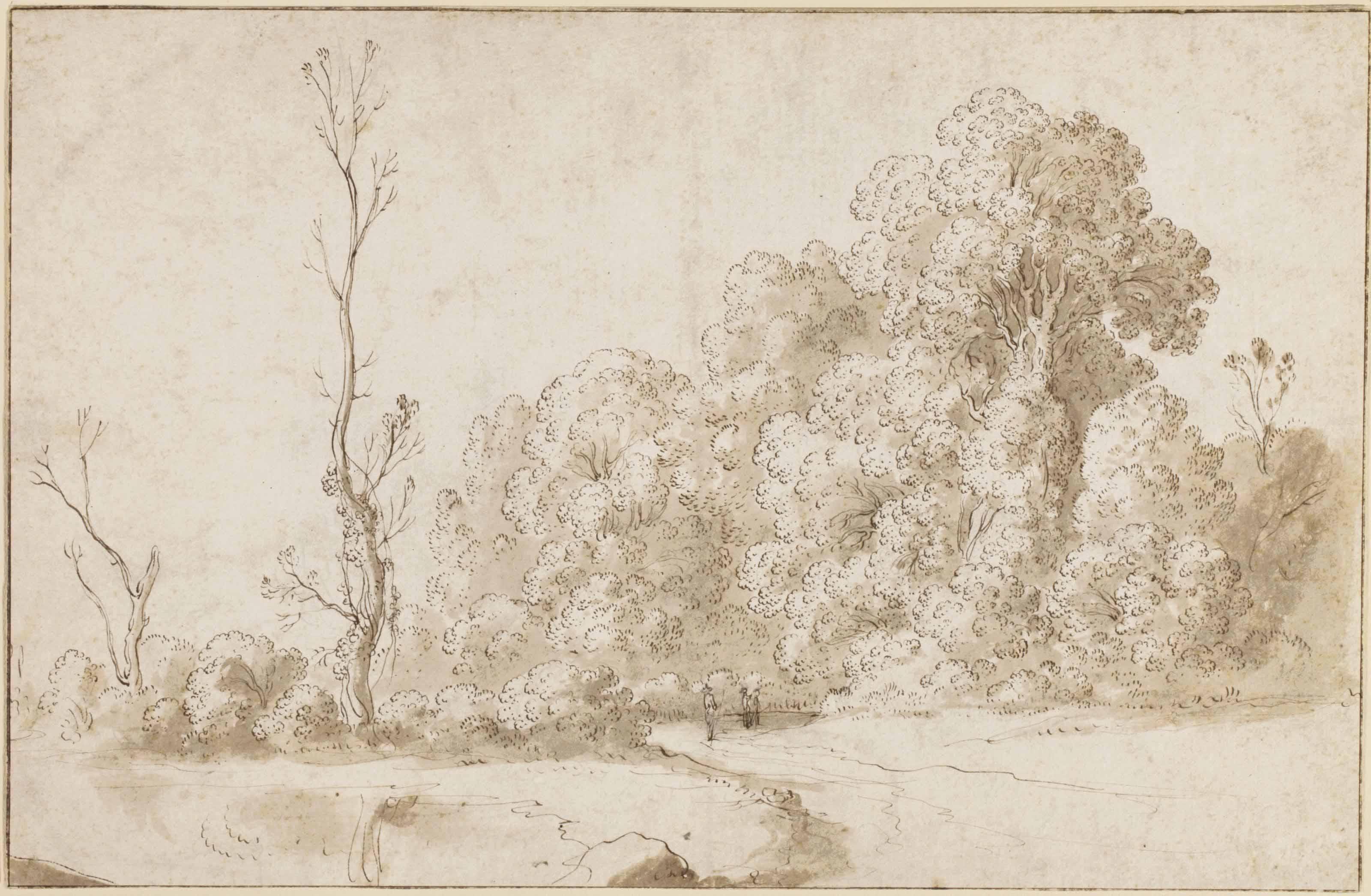 Cornelis van Poelenburch - A Wooded Landscape (Recto); Another Study Of The Same (Verso) (Pl. 11)