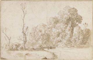 Cornelis van Poelenburch - A Wooded Landscape (Recto); Another Study Of The Same (Verso) (Pl. 11)