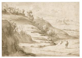 Cornelis Van Poelenburch - Italianate Landscape With A Traveller On A Path