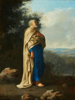 Cornelis Van Poelenburch - Recto: Saint Peter Standing In An Italianate Landscape; Verso: A Rocky Cave Landscape