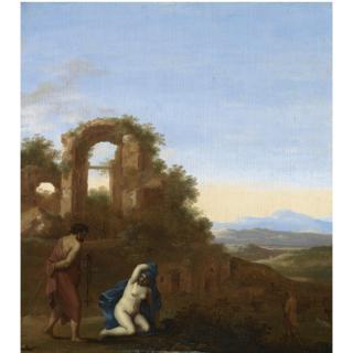 Cornelis van Poelenburgh - Judah And Tamar In An Italianate Landscape