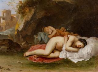 Cornelis Van Poelenburgh - Landschaft mit Cimone und Efigenia.