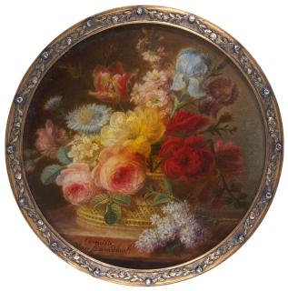 Cornelis Van Spaendonck - Still Life With A Basket Of Flowers, Circa 1805