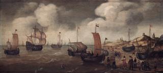 Cornelis Verbeeck - Dutch merchants and ship by the coast