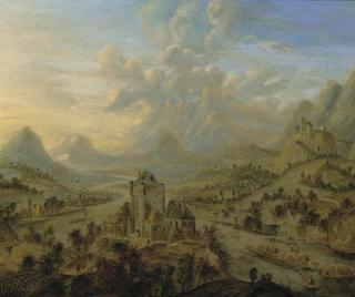 Cornelis Verdonck - A landscape during the vendage, a castle in the foreground