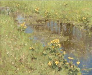 Cornelis Vreedenburgh - A stream running through a watermeadow