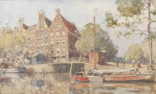 Cornelis Vreedenburgh - A view of a canal in Amsterdam