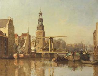 Cornelis Vreedenburgh - A View Of The Montelbaanstoren And The Oudeschans, Amsterdam