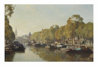 Cornelis Vreedenburgh - A view on the Geldersekade with the Nieuwmarkt in the distance, Amsterdam