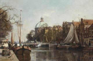 Cornelis Vreedenburgh - Activities on the Singel with the Koepelkerk beyond, Amsterdam