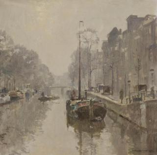 Cornelis Vreedenburgh - Boats in a canal, Amsterdam