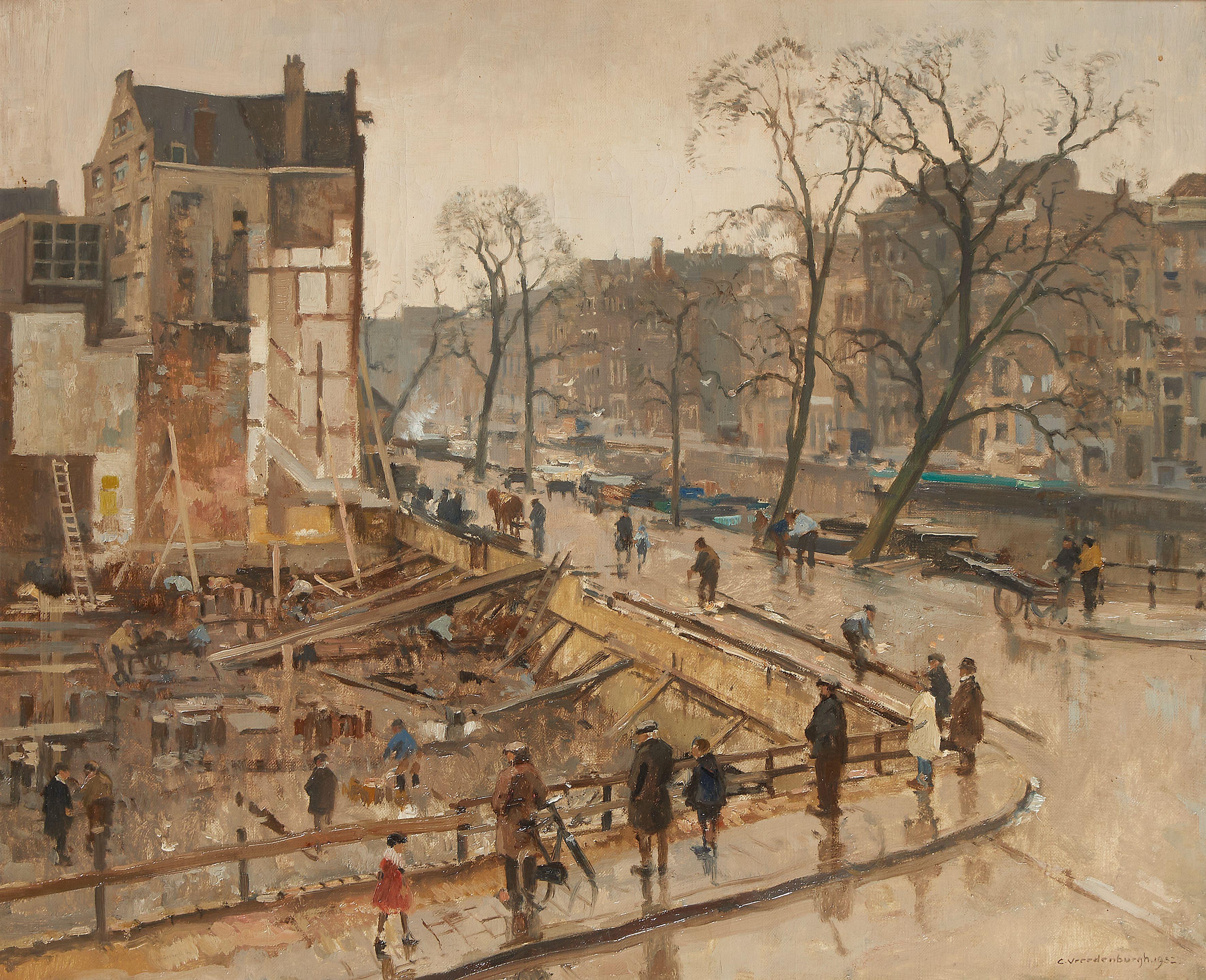 Cornelis Vreedenburgh - Doorbraak Hoek Paleisstraat/Singel te Amsterdam