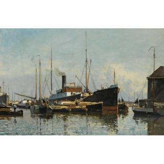 Cornelis Vreedenburgh - Dutch A Harbour Scene