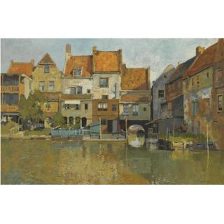 Cornelis Vreedenburgh - Dutch Houses On The Waterfront, Enkhuizen