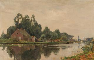 Cornelis Vreedenburgh - Houses in a river landscape
