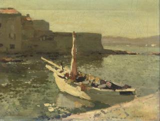 Cornelis Vreedenburgh - St. Tropez: moored fishingvessels in the bay of St. Tropez