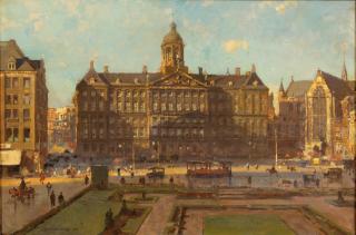Cornelis Vreedenburgh - The Royal Palace and the Nieuwe Kerk on the Dam, Amsterdam