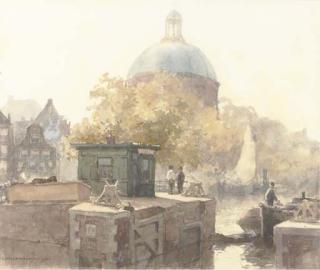 Cornelis Vreedenburgh - View of the Singel with the Koepelkerk, Amsterdam