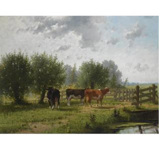 Cornelis Westerbeek sr. - A Summerlandscape With Cows