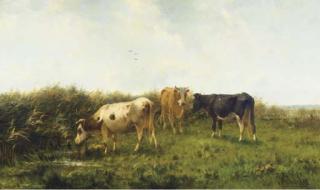 Cornelis Westerbeek - Cattle In A Meadow