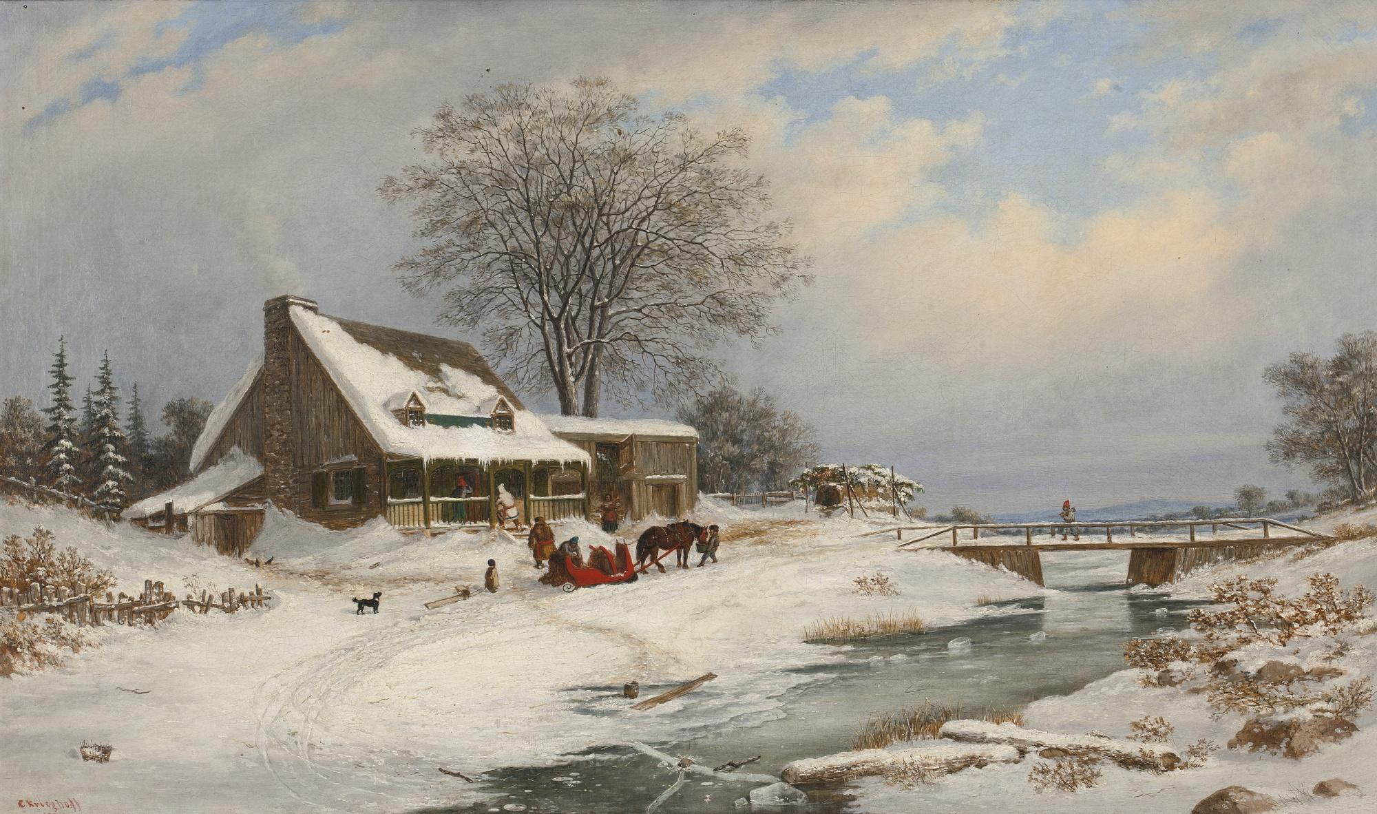Cornelius David Krieghoff - Visitors In Winter
