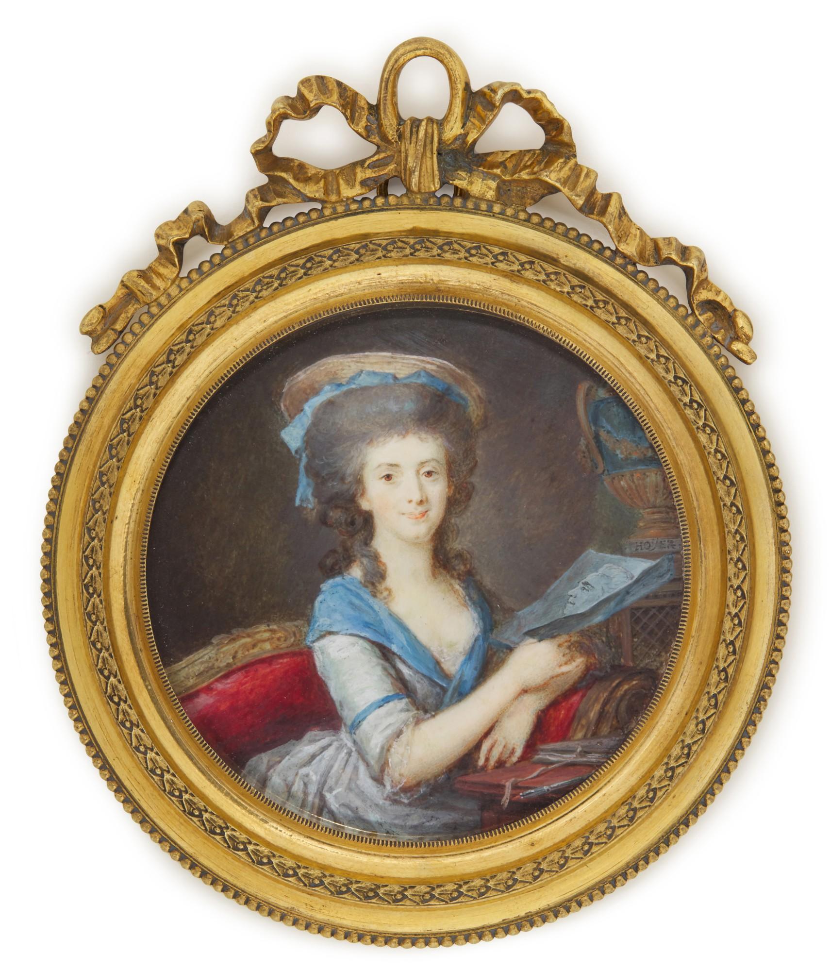 Cornelius Hoyer - Portrait of a lady holding a drawing, circa 1785