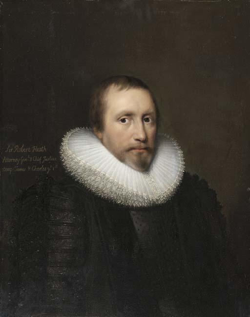 Cornelius Johnson - Portrait Of Sir Robert Heath (1575-1649), Half-Length, In A Black Doublet With A White Ruff