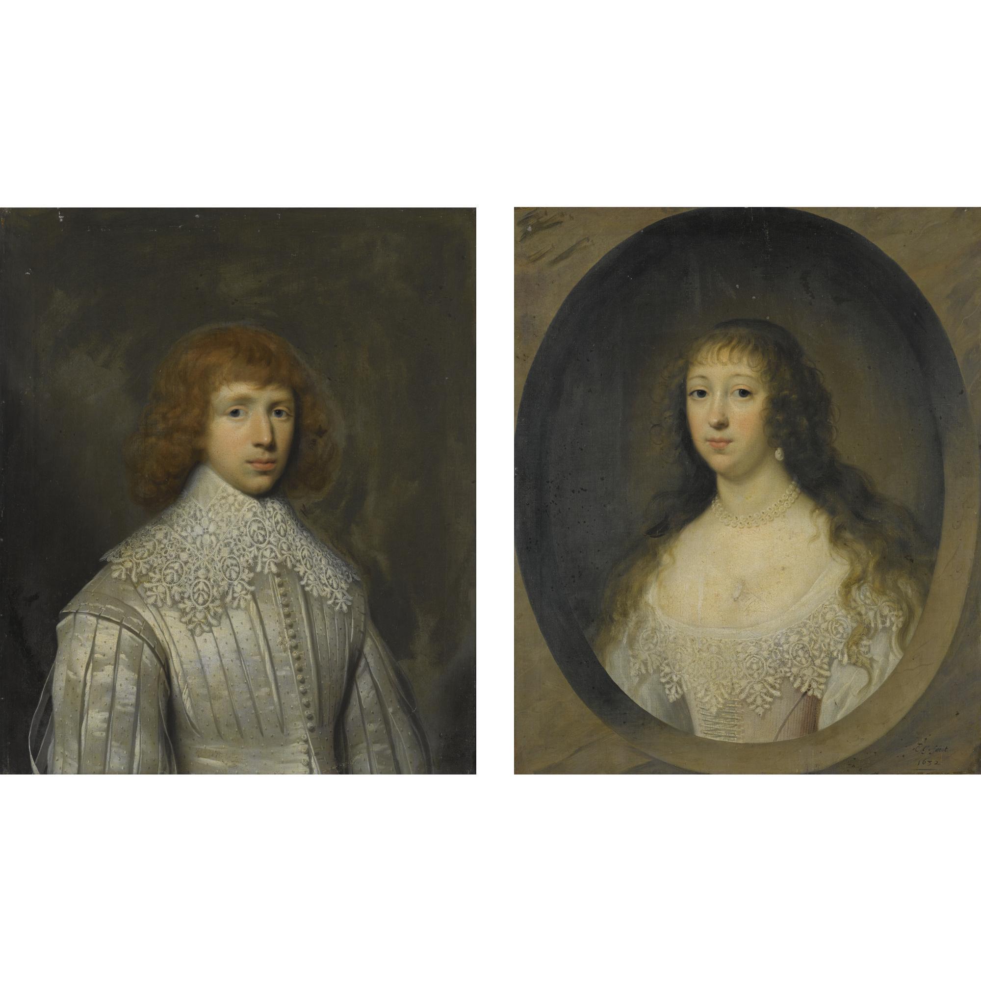Cornelius Johnson - Portraits Of John Huxley; And His Wife, Elizabeth Tryon, Both Half Length