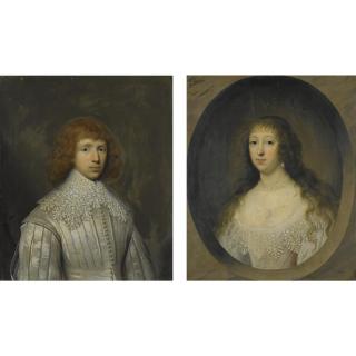 Cornelius Johnson - Portraits Of John Huxley; And His Wife, Elizabeth Tryon, Both Half Length