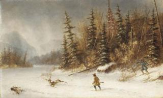 Cornelius Krieghoff - Deer Hunters in a Winter Landscape