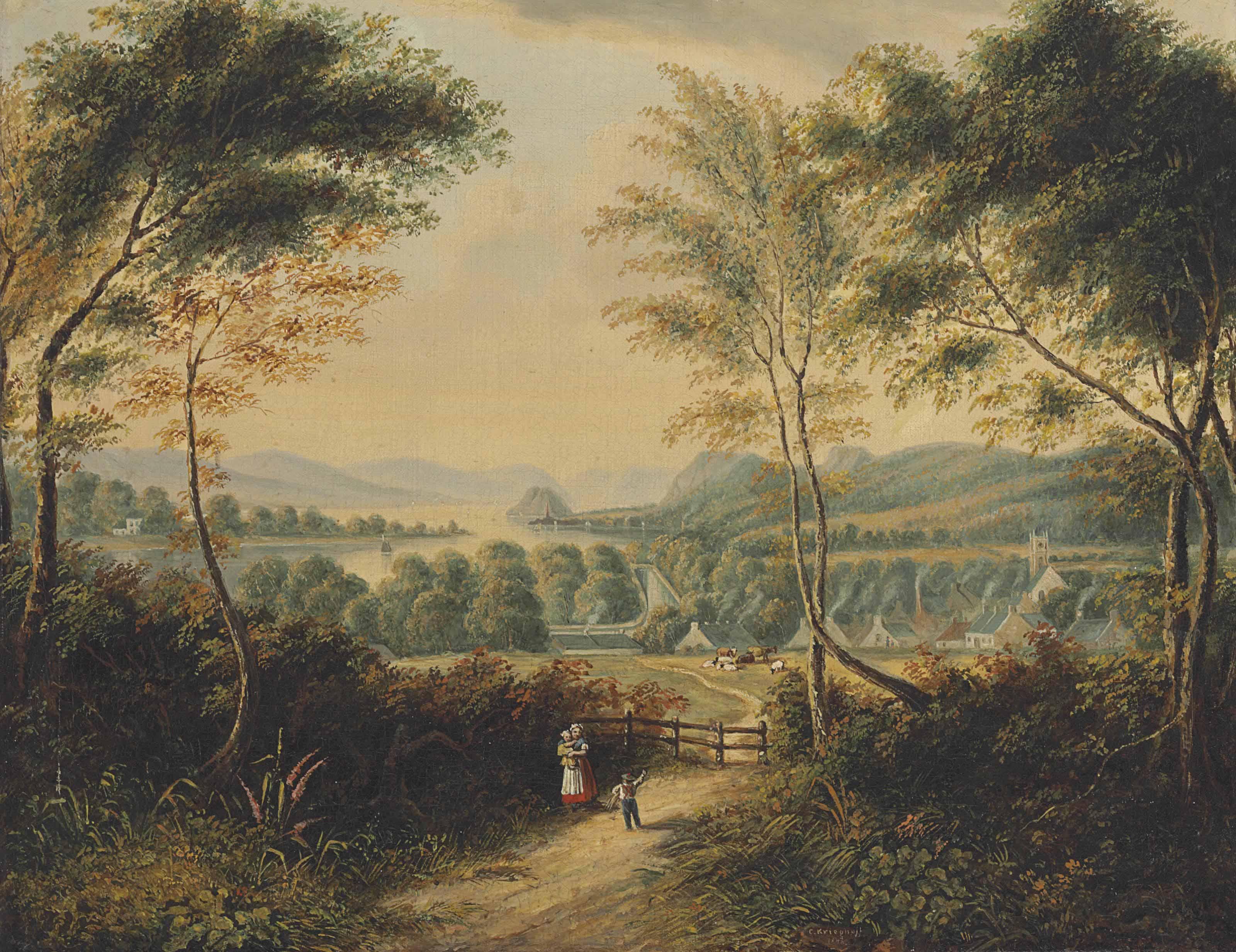 Cornelius Krieghoff - Looking Down the Clyde River to Dumbarton Rock