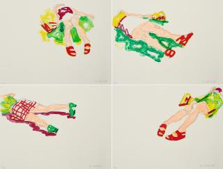 Cornelius Völker - Liegende. Serie von 4 Lithografien.