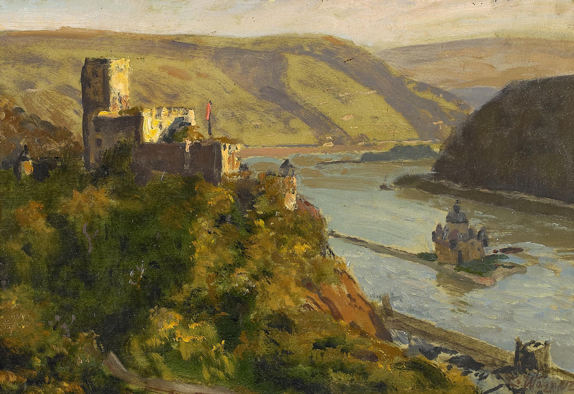 Cornelius Wagner - Der Rhein bei Kaub mit Burg Gutenfels