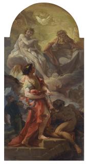 Corrado Giaquinto - The Holy Trinity With An Archangel Freeing Enslaved People, A Bozzetto