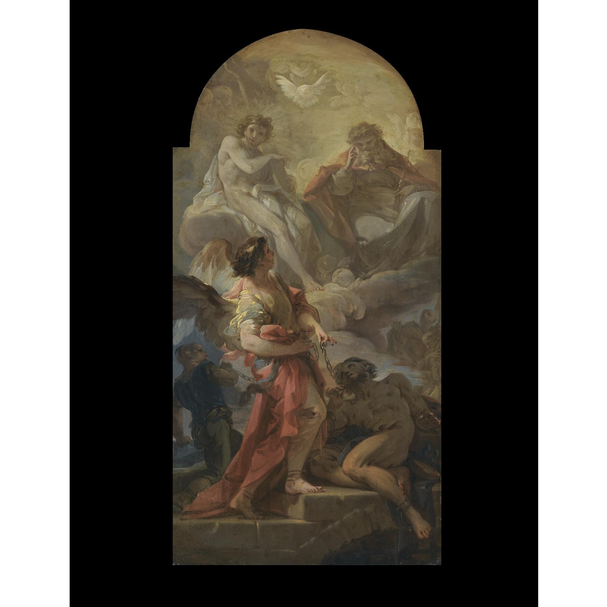 Corrado Giaquinto - The Holy Trinity With An Archangel Freeing Slaves