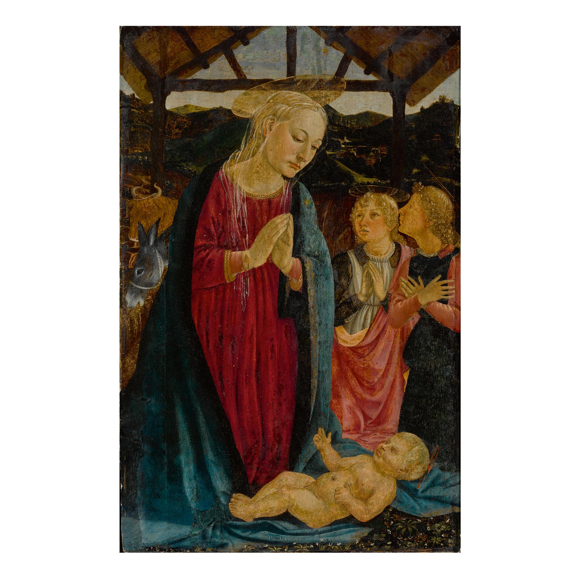 Cosimo Rosselli - Madonna Adoring The Christ Child With Two Angels