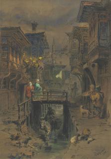 Count Amadeo Preziosi - A Street In Old Istanbul