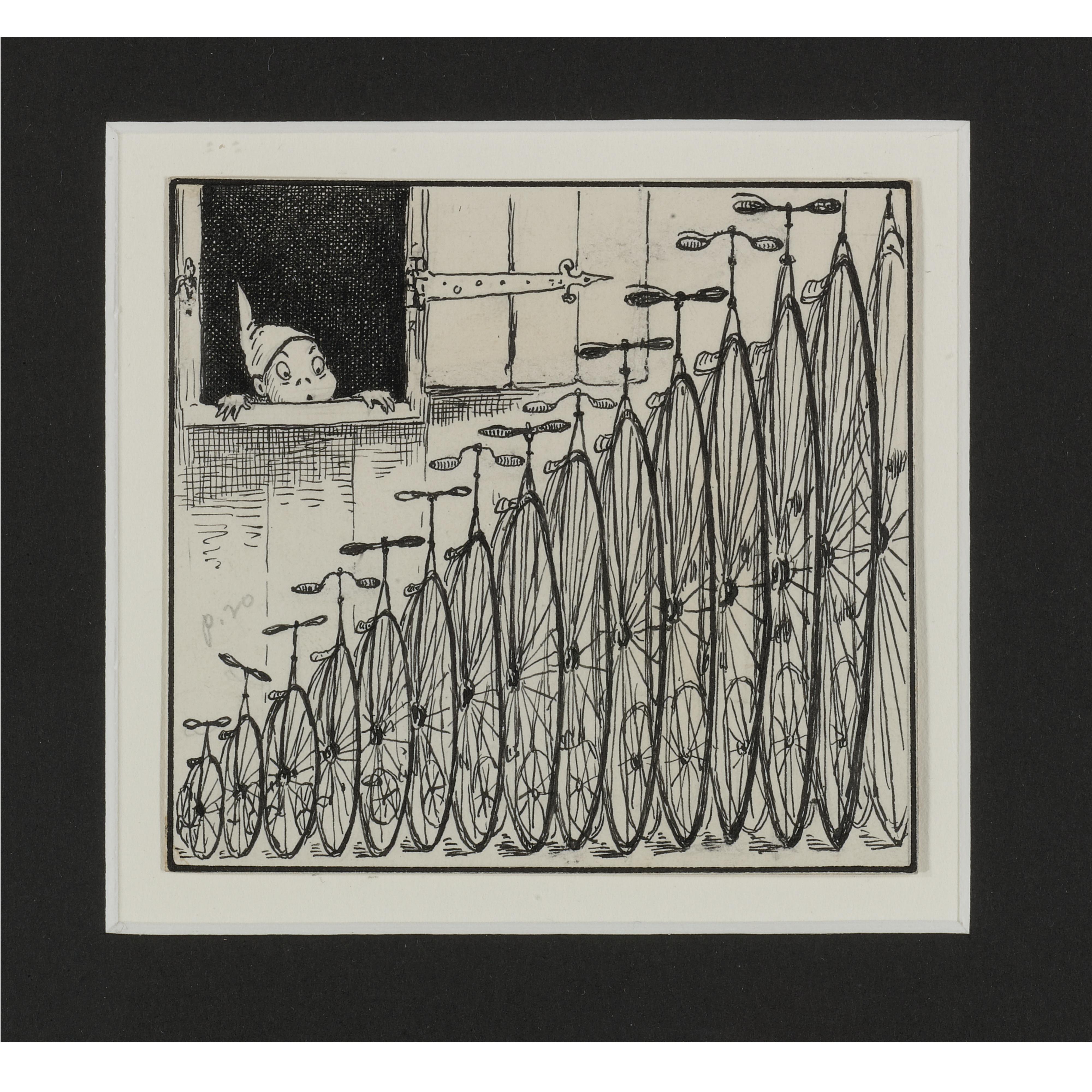 Cox, Palmer - Brownie with row of bicycles