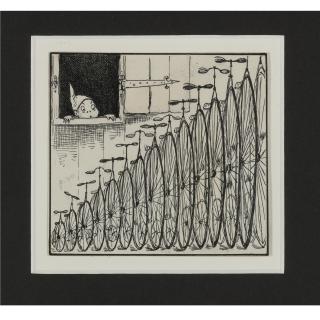 Cox, Palmer - Brownie with row of bicycles