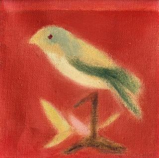 Craigie Aitchison C.B.E., R.S.A., R.A. - Bird with Red Background