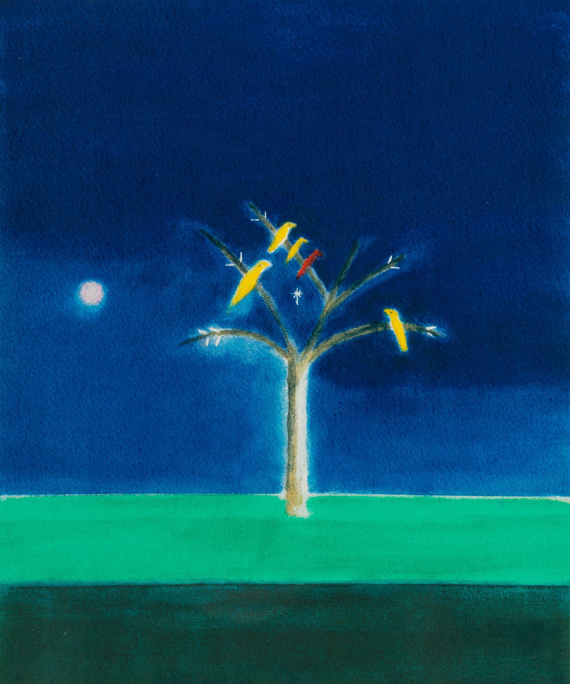 Craigie Aitchison C.B.E., R.S.A., R.A. - Canaries in a Tree