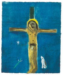 Craigie Aitchison, R.A. - Crucifixion And Dog