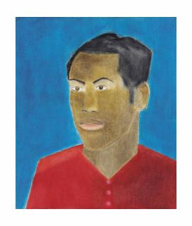 Craigie Aitchison, R.A. - Head Against Blue Background